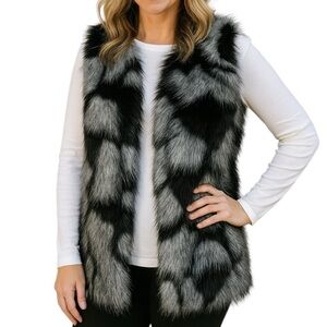 Bisou Bisou XL Black Faux Fur Vest Casual Cozy